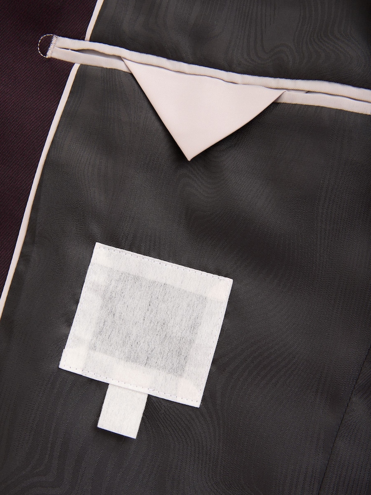 Burgundy Red Tailored Fit Trimmed Satin Edge Tuxedo Suit Jacket - Image 8 of 10