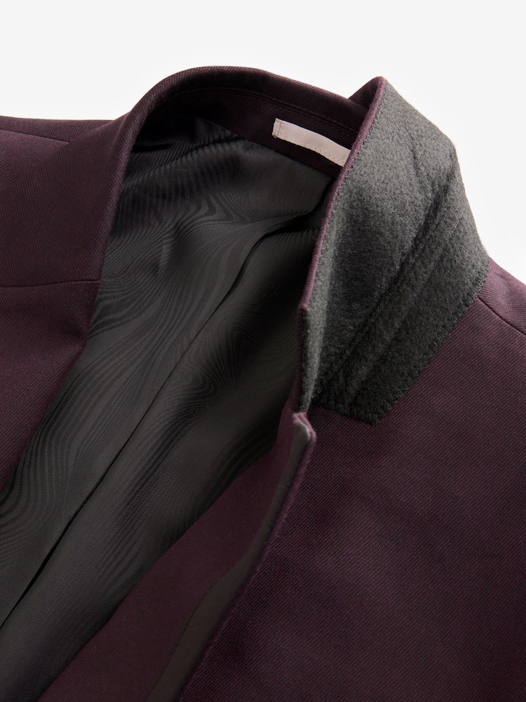 Burgundy Red Tailored Fit Trimmed Satin Edge Tuxedo Suit Jacket - Image 9 of 10