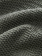 Green Texture Regular Fit 100% Cotton Premium Quarter Zip Jumper - Image 9 of 9