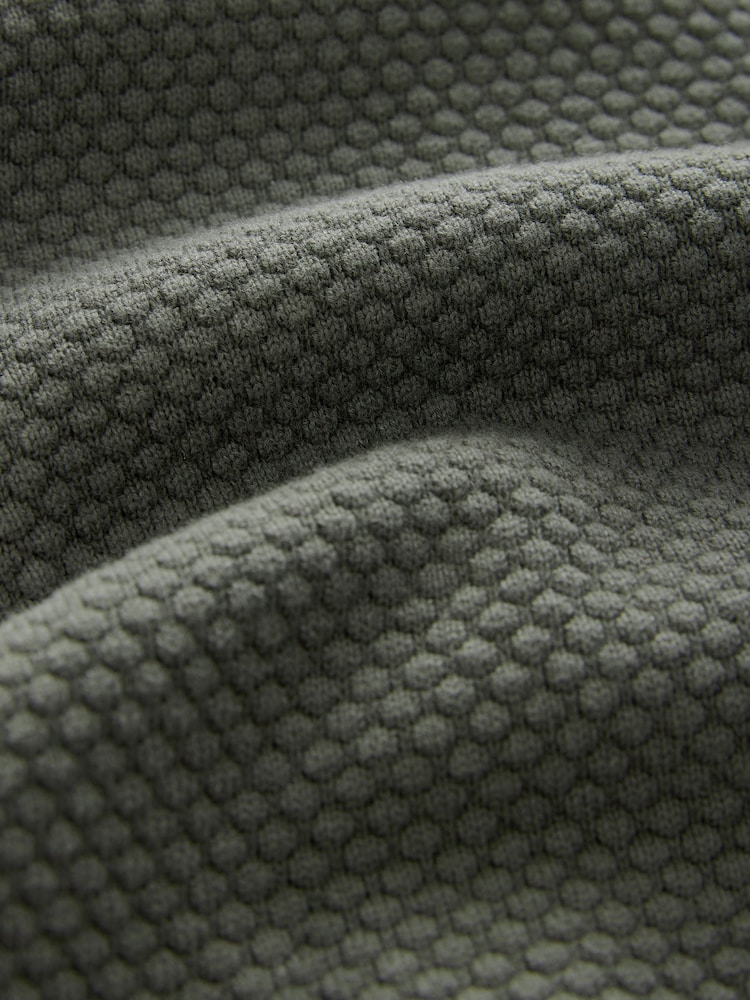 Green Texture Regular Fit 100% Cotton Premium Quarter Zip Jumper - Image 9 of 9