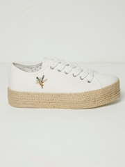 FatFace Francesca White Jute Platform Trainers - Image 1 of 3
