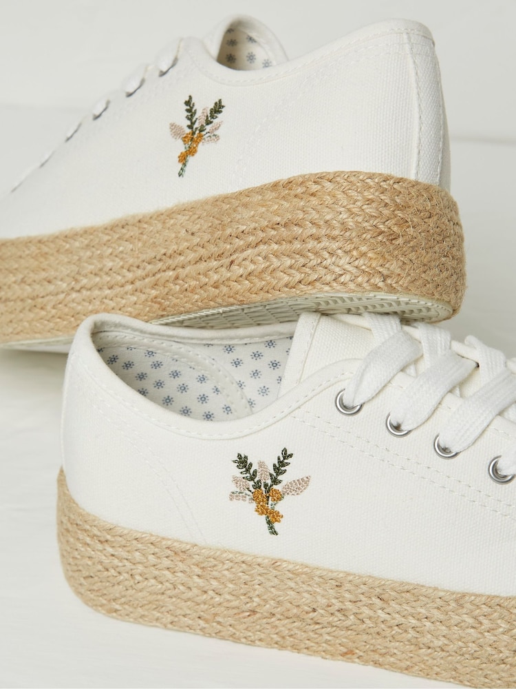 FatFace Francesca White Jute Platform Trainers - Image 2 of 3
