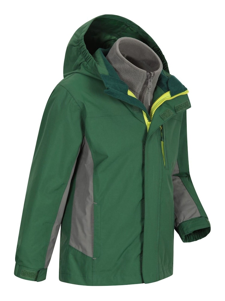 Mountain Warehouse Green Kids Cannonball 3 in 1 Waterproof Jacket - Image 2 of 5
