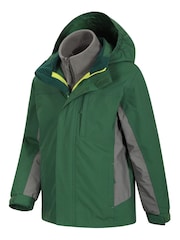 Mountain Warehouse Green Kids Cannonball 3 in 1 Waterproof Jacket - Image 3 of 5