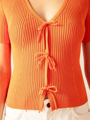 Ro&Zo Tie Front Rib Knit Top - Image 4 of 6