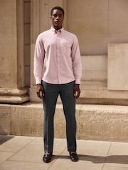 Pink Brushed 100% Cotton Oxford Long Sleeve Shirt - Image 2 of 8