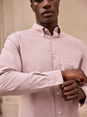 Pink Brushed 100% Cotton Oxford Long Sleeve Shirt - Image 4 of 8