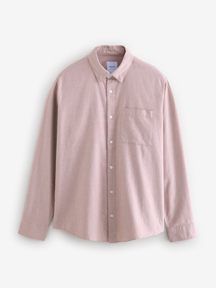 Pink Brushed 100% Cotton Oxford Long Sleeve Shirt - Image 6 of 8