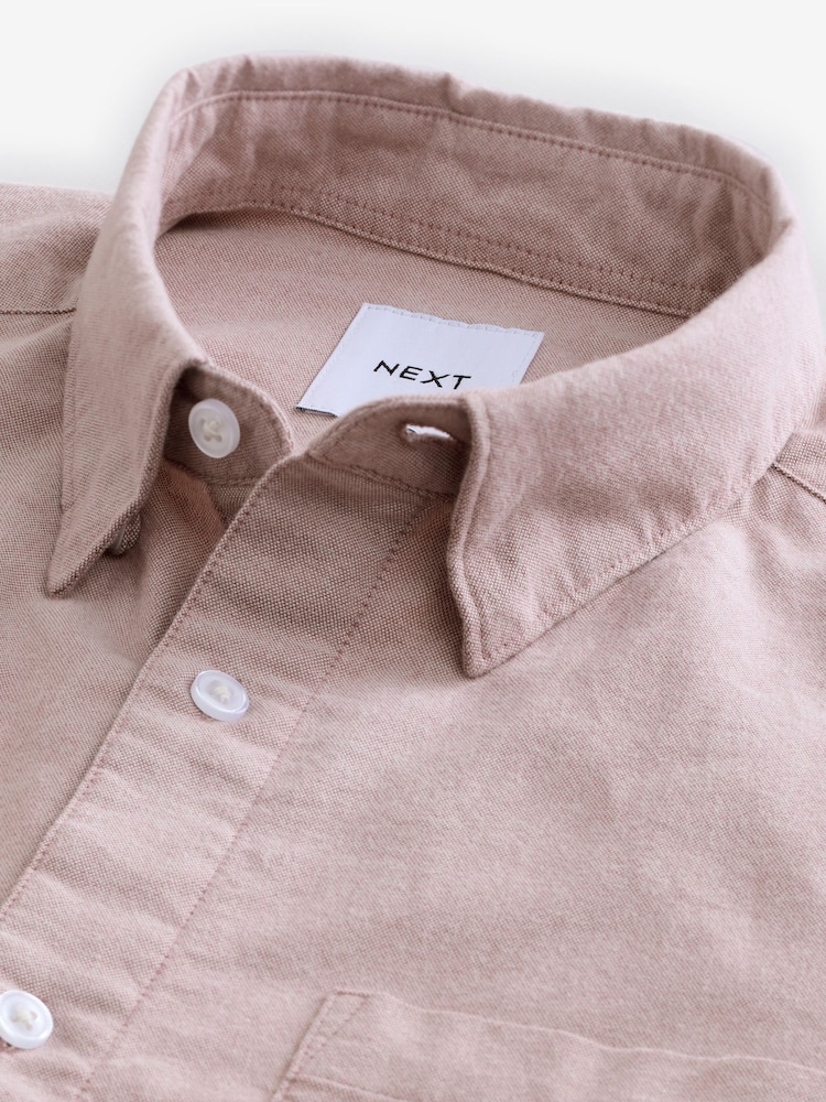Pink Brushed 100% Cotton Oxford Long Sleeve Shirt - Image 8 of 8