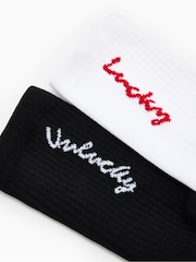 AllSaints White Unlucky Lucky Socks 2 Pack - Image 2 of 2