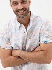 FatFace White Sketchy Hibiscus Print Shirt - Image 3 of 4