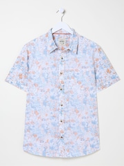 FatFace White Sketchy Hibiscus Print Shirt - Image 4 of 4