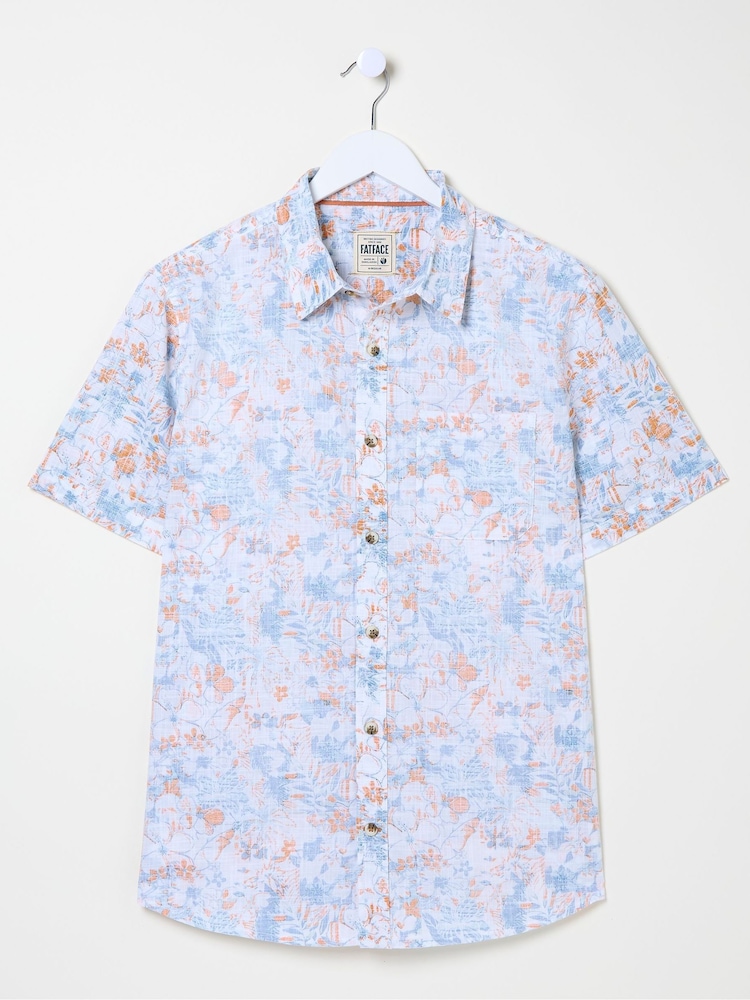 FatFace White Sketchy Hibiscus Print Shirt - Image 4 of 4