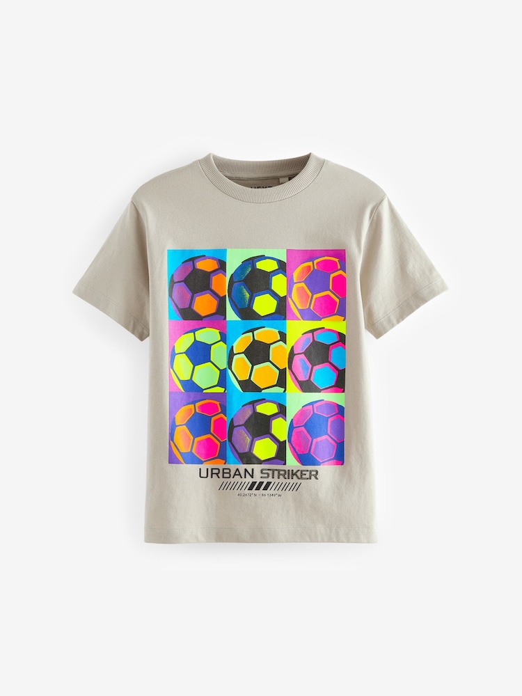 Stone Neon Football Regular Fit Short Sleeve Graphic 100% Cotton T-Shirt (3-16yrs) - Image 1 of 5