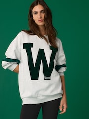 Grey Official Wicked Movie License Varsity Graphic Vee Neck Sweatshirt - Image 1 of 9