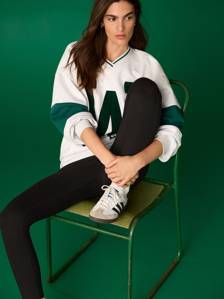 Grey Official Wicked Movie License Varsity Graphic Vee Neck Sweatshirt - Image 2 of 9