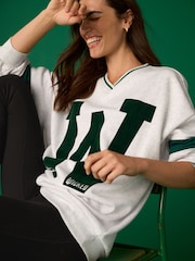 Grey Official Wicked Movie License Varsity Graphic Vee Neck Sweatshirt - Image 3 of 9