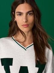 Grey Official Wicked Movie License Varsity Graphic Vee Neck Sweatshirt - Image 5 of 9