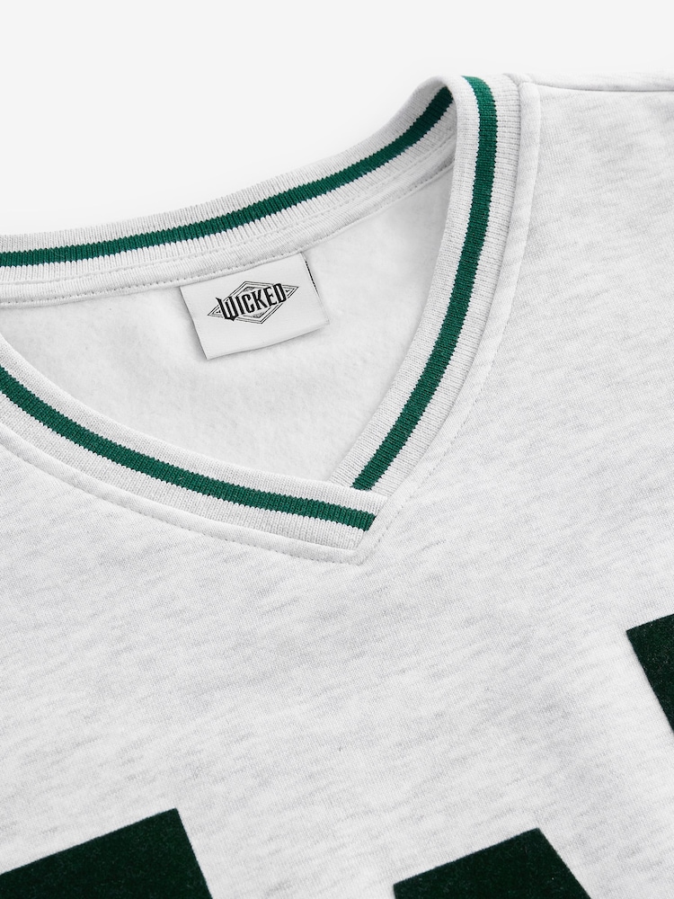 Buy Grey Official Wicked Movie License Varsity Graphic Vee Neck