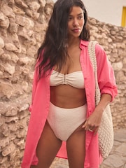 Coral Pink 100% Cotton Beach Shirt Cover-Up - Image 4 of 10