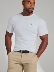 Tailored Athlete White Muscle Fit Signature T-Shirt - Image 2 of 6