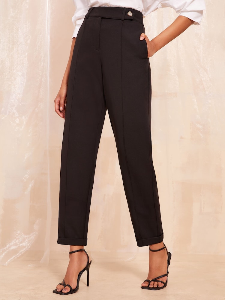 Friends Like These Black Tailored Barrel Trousers - Image 2 of 4 Friends Like These Black Tailored Barrel Trousers - Image 2 of 4