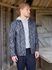 Paisley Blue Pattern Tapestry Shacket Overshirt - Image 1 of 9
