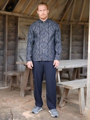 Paisley Blue Pattern Tapestry Shacket Overshirt - Image 2 of 9