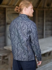 Paisley Blue Pattern Tapestry Shacket Overshirt - Image 4 of 9