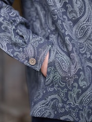 Paisley Blue Pattern Tapestry Shacket Overshirt - Image 6 of 9
