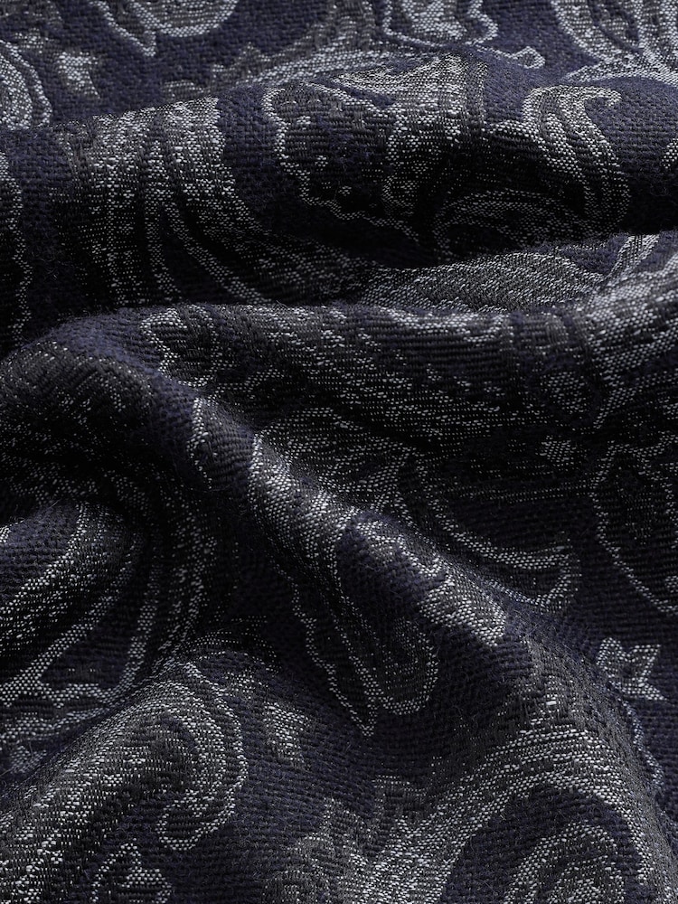 Paisley Blue Pattern Tapestry Shacket Overshirt - Image 9 of 9