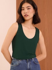 Love & Roses Green Jersey Scoop Neck Vest Top - Image 1 of 4