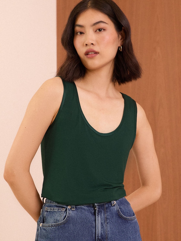 Love & Roses Green Jersey Scoop Neck Vest Top - Image 1 of 4