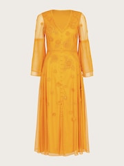 Monsoon Yellow Alba Embroidered Tea Dress - Image 5 of 5