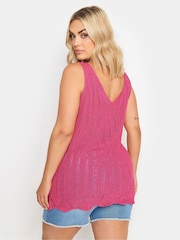 Yours Curve Pink Crochet Knitted Vest - Image 3 of 5