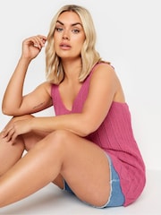 Yours Curve Pink Crochet Knitted Vest - Image 4 of 5
