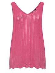 Yours Curve Pink Crochet Knitted Vest - Image 5 of 5