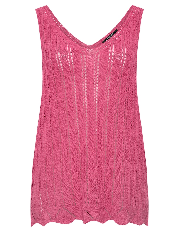Yours Curve Pink Crochet Knitted Vest - Image 5 of 5