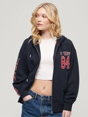 Superdry Blue Boyfriend College Logo Zip Hoodie - Image 1 of 6
