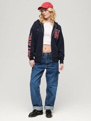 Superdry Blue Boyfriend College Logo Zip Hoodie - Image 2 of 6