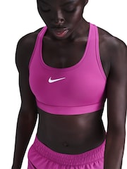 Nike Purple Swoosh Medium Support Padded Sports Bra - Image 1 of 5