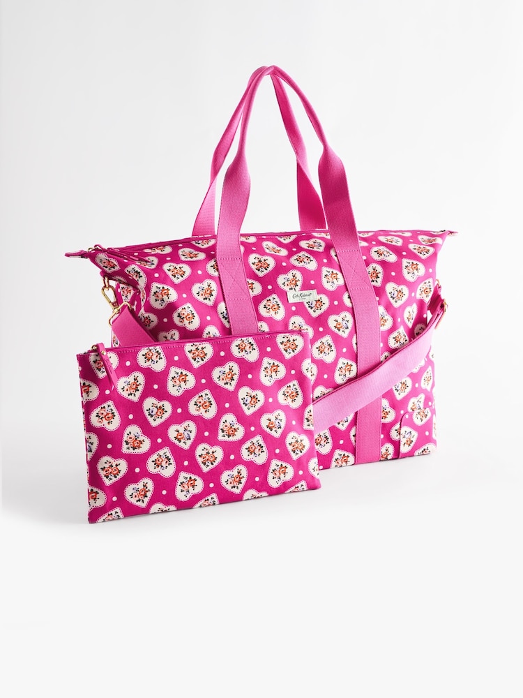 Cath Kidston Pink Lace Hearts Overnight Bag - Image 1 of 6