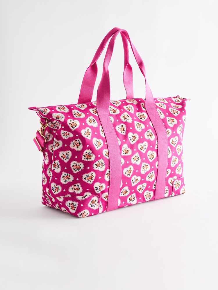 Cath Kidston Pink Lace Hearts Overnight Bag - Image 2 of 6
