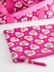 Cath Kidston Pink Lace Hearts Overnight Bag - Image 6 of 6