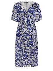 Yours Curve Blue Floral Angel Sleeve Midi Dress - Image 5 of 5