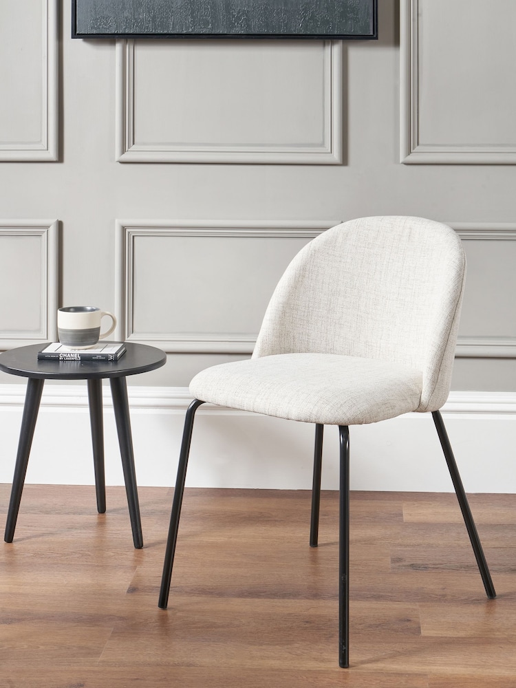 Pacific Grey Turi Pebble Linen Mix Dining Chair with Black Legs - Image 1 of 6