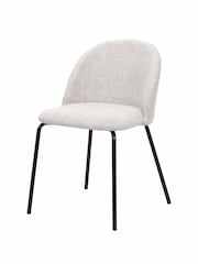 Pacific Grey Turi Pebble Linen Mix Dining Chair with Black Legs - Image 3 of 6