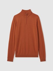 Reiss Hot Orange Maxwell Merino Wool Half-Zip Polo Shirt - Image 2 of 6