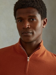 Reiss Hot Orange Maxwell Merino Wool Half-Zip Polo Shirt - Image 4 of 6