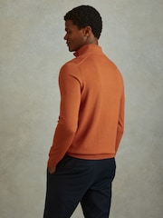 Reiss Hot Orange Maxwell Merino Wool Half-Zip Polo Shirt - Image 5 of 6